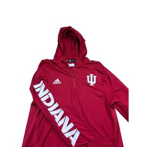 Adidas Indiana University Hoosiers Mens Medium Red Climalite Quarter Zip Hoodie